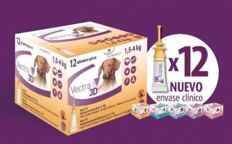 VECTRA 3D SPOT-ON PERROS 1,5-4KG 12 PIPETAS