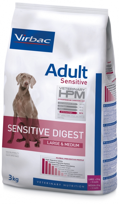 ADULT DOG SENSITIVE DIGEST LARGE&MED 3 KG HPM