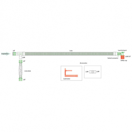 CIRCUITO RESPIRATORIO COAXIAL UNIFLOW 1,6M 1UD
