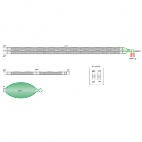 CIRCUITO RESPIRATORIO FLEXTUBE 22MM/ 2L /1,6M 1U 