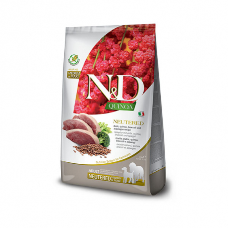 N&D QUINOA DOG MED/MAX NEUTERED PATO 2,5KG