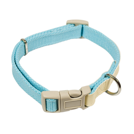 COLLAR MAC LEATHER COTTON CELESTE 20mm x 35-50cm