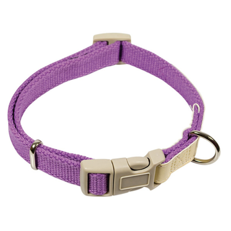 COLLAR MAC LEATHER COTTON LILA 10mm x 20-33cm