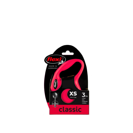 FLEXI CLASSIC, XS, CORDON, 3m, HASTA 8Kg, ROJO