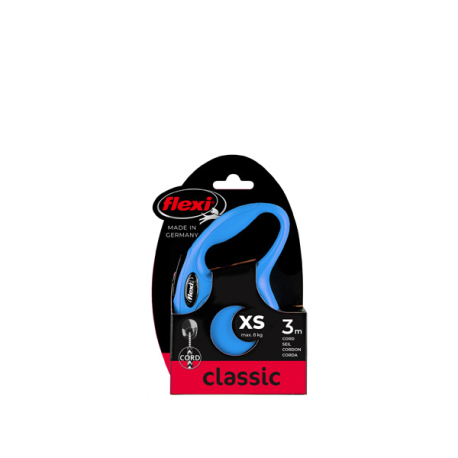 FLEXI CLASSIC, XS, CORDON, 3m, HASTA 8Kg, AZUL