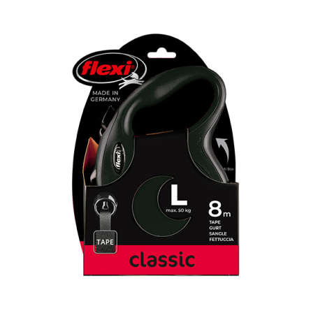 FLEXI CLASSIC, L, CINTA, 8m, HASTA 50Kg, NEGRO