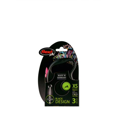 FLEXI BLACK DESIGN, XS, CORDON, 3m, HASTA 8KG, ROSA