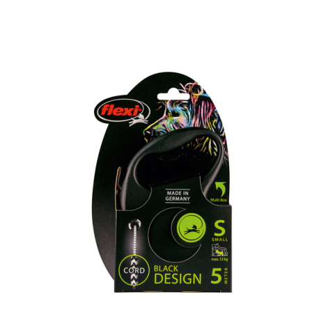 FLEXI BLACK DESIGN, S, CORDON, 5m, HASTA 12KG, NEGRO