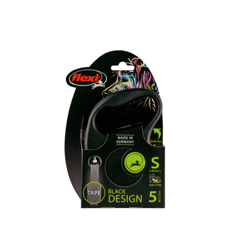 FLEXI BLACK DESIGN,S, CINTA, 5m, HASTA 15KG, NEGRO