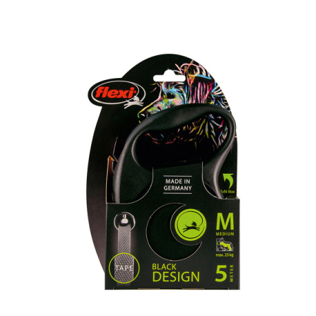 FLEXI BLACK DESIGN,M, CINTA, 5m, HASTA 25KG, NEGRO