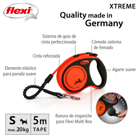 FLEXI XTREME,S,CINTA 5m, HASTA 20KG, NARANJA