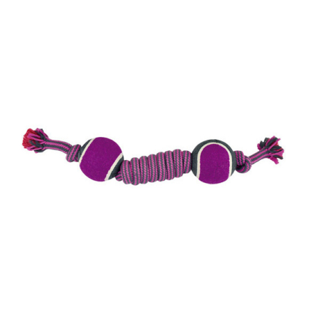 NUDO CON 2 PELOTAS DE TENNIS BICOLOR 38cm-230gr (UMV 3uds)